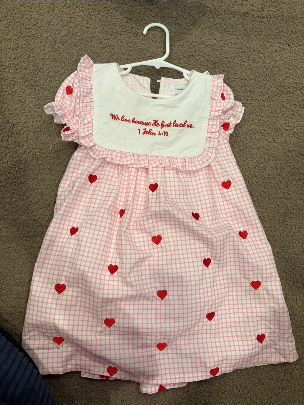 Pink Heart Grid Girls' Dress